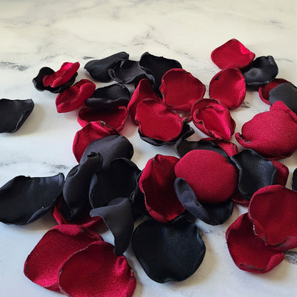Dark Red and Black Rose Petals for Goth Wedding Decor, flower girl baskets, confetti scatter, halloween party decor, gothic bridal shower decorations, wedding aisle