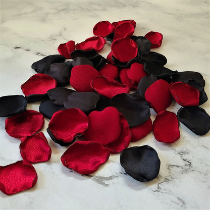 Dark Red and Black Rose Petals for Goth Wedding Decor, flower girl baskets, confetti scatter, halloween party decor, gothic bridal shower decorations, 