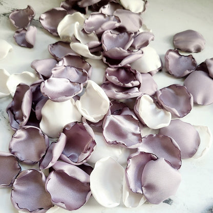 Dusty Purple, Ivory rose petals for flower girl baskets, wedding aisle decor, Whimsical wedding table confetti scatter, petal patrol box, engagement photo backdrop 