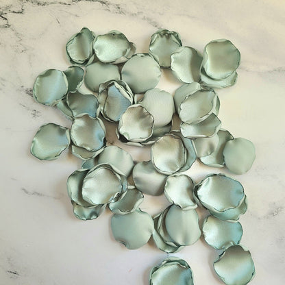 Dusty Sage, Black & Ivory Rose Petals for Wedding Decor