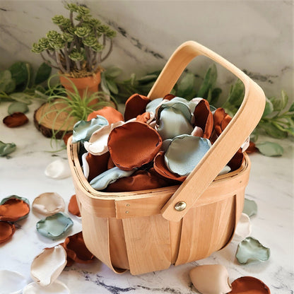 Dusty Sage, Terracotta, Beige & Ivory rose petals for a fall wedding decor theme ideas, flower girl petals, aisle decorations, table confetti, bridesmaid box, engagement backdrop proposal ideas