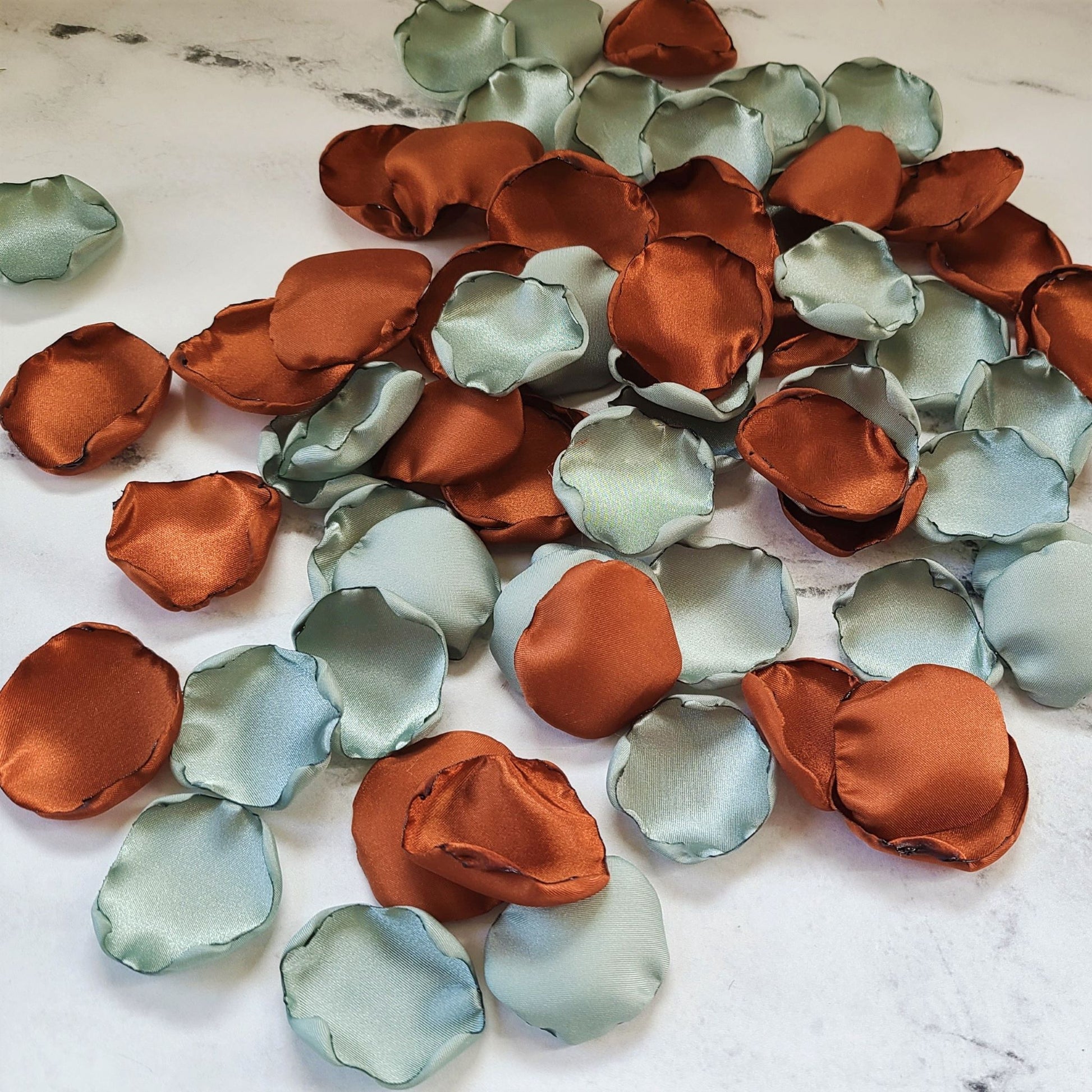 Dusty Sage, Terracotta, Beige & Ivory rose petals for a fall wedding decor theme ideas, flower girl petals, aisle decorations, table confetti, bridesmaid box, engagement backdrop proposal ideas