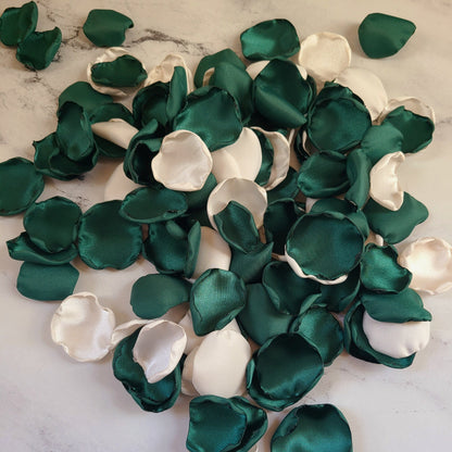 Emerald & Ivory rose petals for flower girl basket, aisle decor, engagement photo background, petal patrol box, confetti scatter