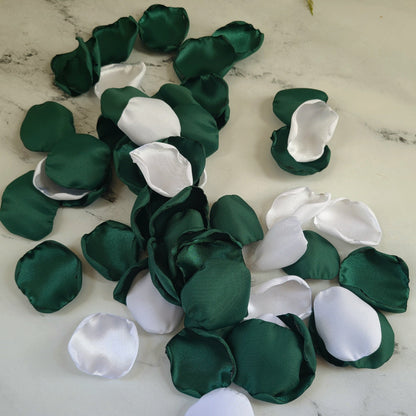 Emerald & Ivory rose petals for flower girl basket, aisle decor, engagement photo background, petal patrol box, confetti scatter