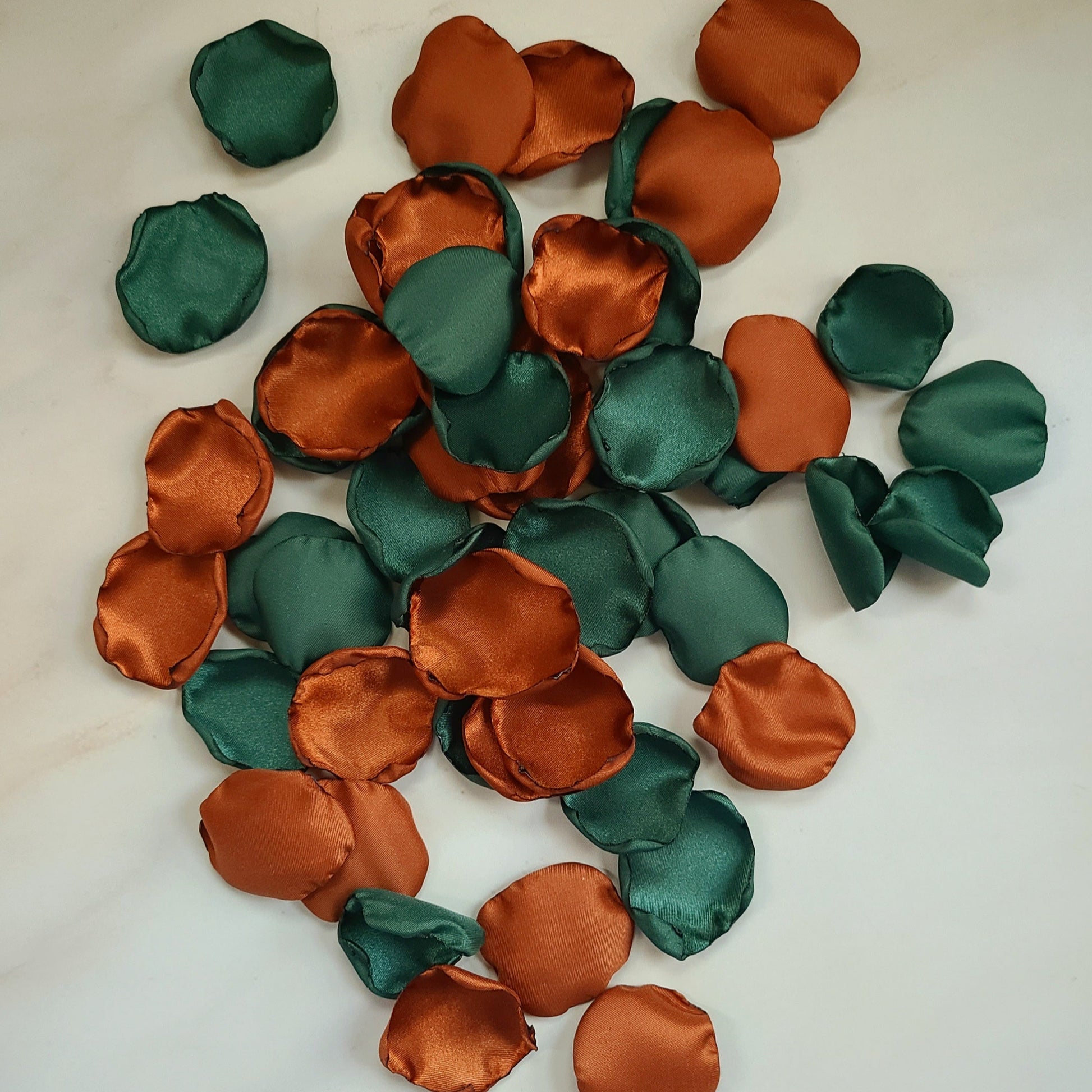 Emerald,   Burnt Orange Forest Green & Terracotta Rose Petals for Flower Girl, Table Confetti, Bridesmaids Proposal Box, memorial table petals