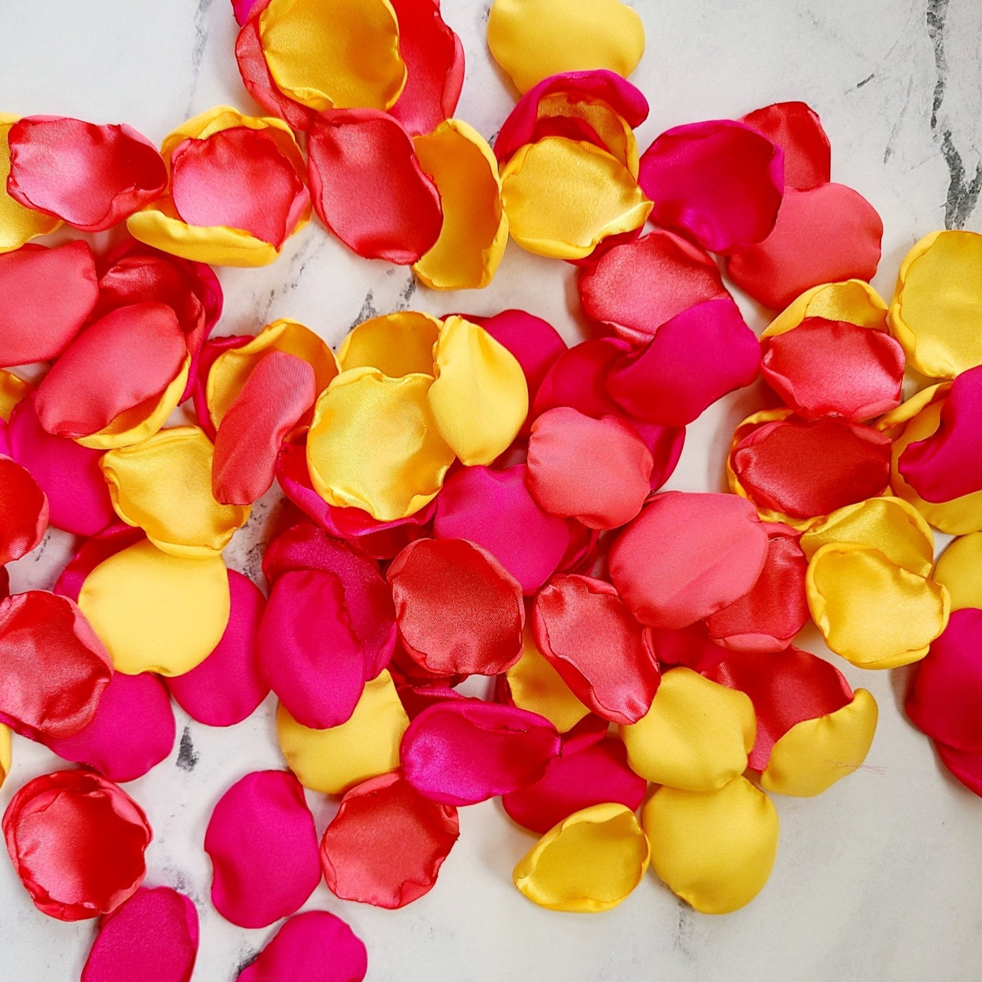 Yellow, Coral and Fuchsia Pink Rose Petals for Flower Girl Basket, wedding aisle decor, garden inspired bridal brunch decorations, She Said Yes! Future Mrs., bridesmaid box, confetti scatter
