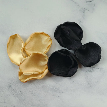 Flower Girl Petals in Black & gold. proposal  props, table confetti, art deco decorations,  50th Anniversary decor, wedding aisle decor, great Gatsby bridal shower decor ideas