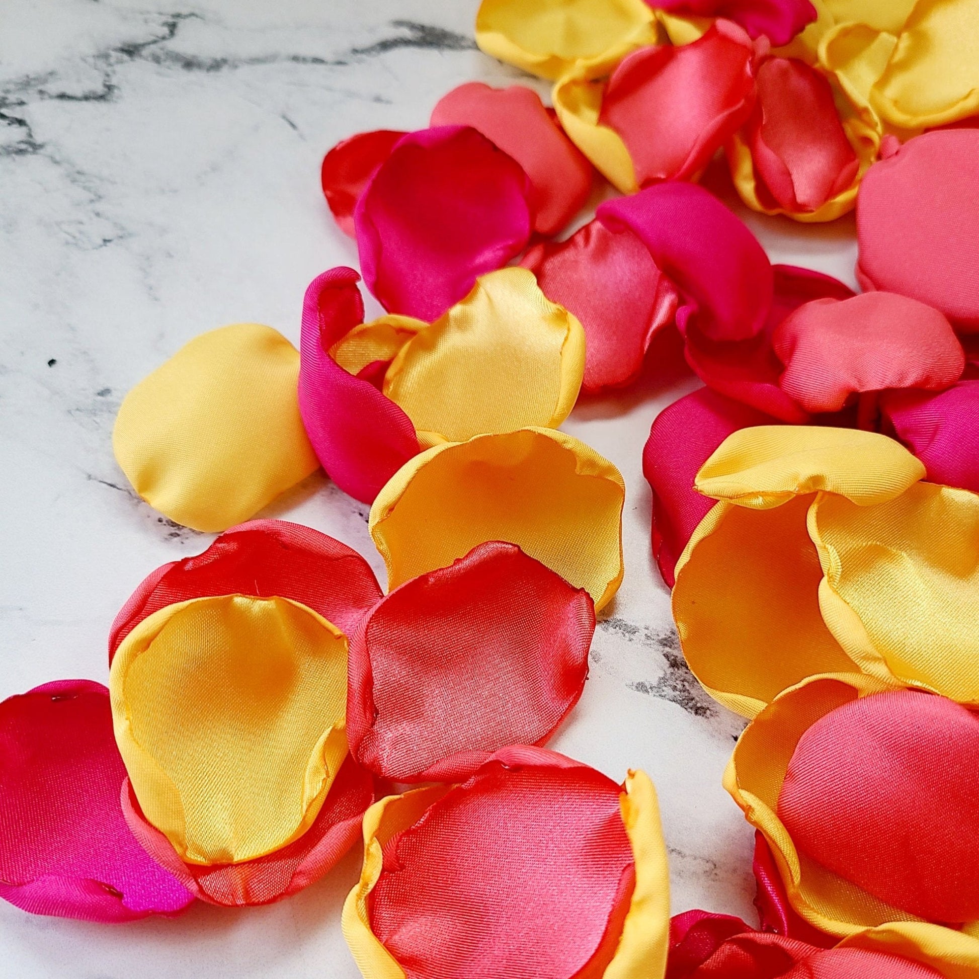 Pink, yellow and Coral Rose petals for wedding ceremony, Yellow, Coral and Fuchsia Pink Rose Petals for Flower Girl Basket, wedding aisle decor, garden inspired bridal brunch decorations, She Said Yes! Future Mrs., bridesmaid box, confetti scatter