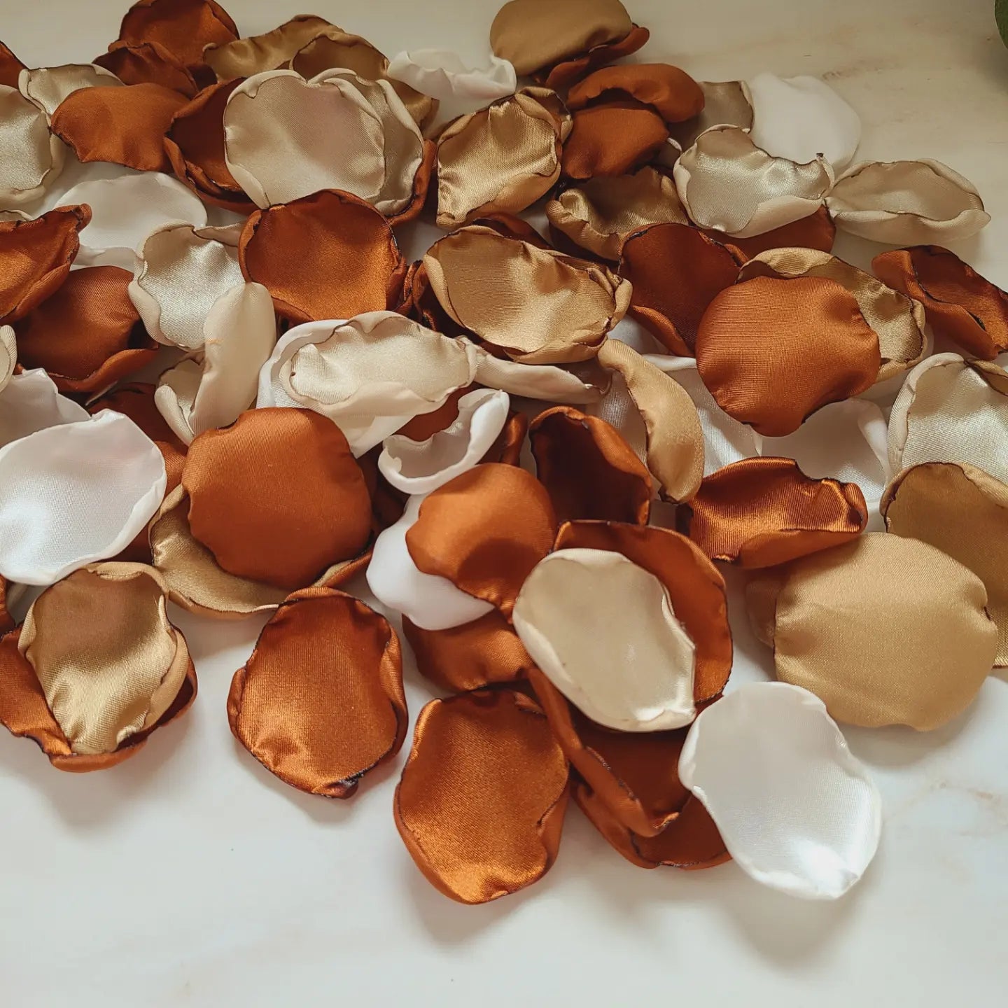Copper, Brown, Beige, Ivory Rose Petals for a Boho Inspired Fall Wedding Decor, Flower Girl Petals
