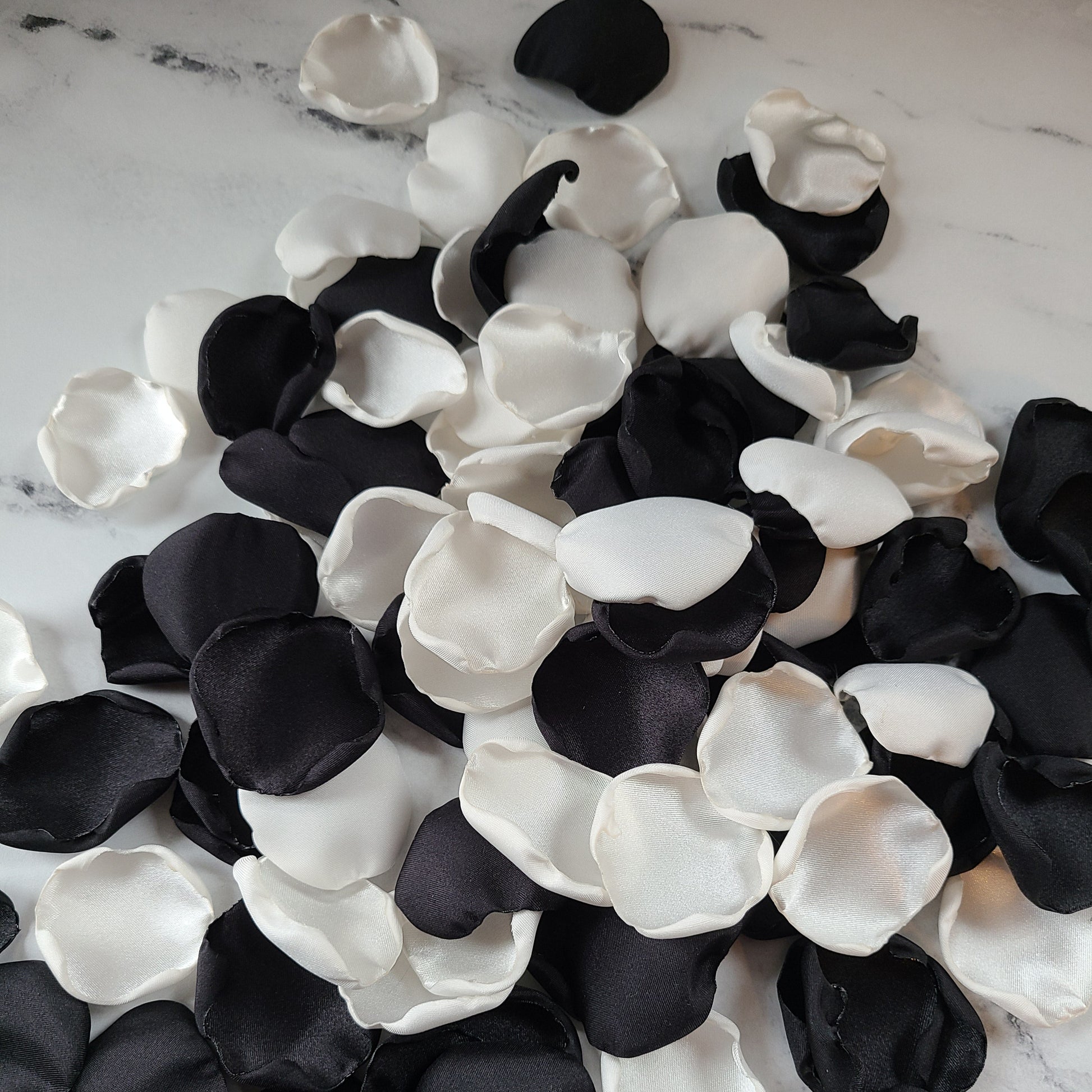 Beige, Ivory, & Black Rose Petals in Ivory flower girl basket, Moto Boho Wedding Decor, Flower Girl Petals, Engagement Backdrop Proposal Props, Wedding Aisle Decor ideas