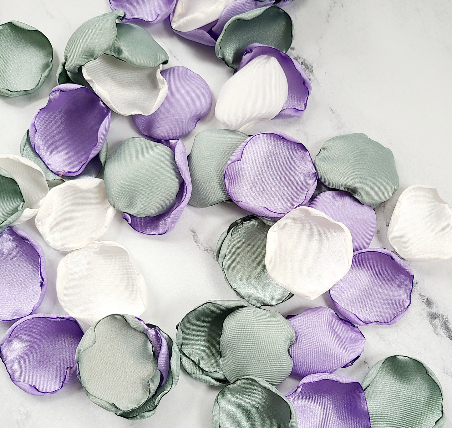 Sage. Ivory & Lavender rose petals for flower girl baskets, petal patrol box, table confetti