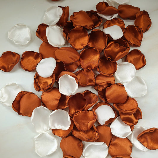 Ivory & Terracotta, Burnt Orange Rose Petals for Fall Wedding Decor Ideas, wedding aisle decorations, custom table confetti
