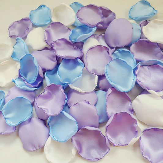 Lavender Purple, Ice Blue, Ivory Rose Petals, Flower Girl Petals, Confetti