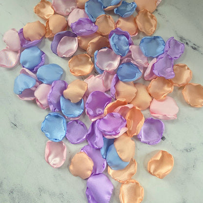 Lavender, Sky Blue, Peach Pink Rose Petals, Flower Girl Petals, Confetti, future Bride wedding ideas, wedding aisle decor, confetti scatter, tablescapes accents, flower girl tossing,