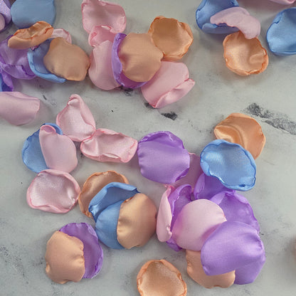 Lavender, Sky Blue, Peach Pink Rose Petals, Flower Girl Petals, Confetti, future Bride wedding ideas, wedding aisle decor, confetti scatter, tablescapes accents, flower girl tossing, whimsical color ideas