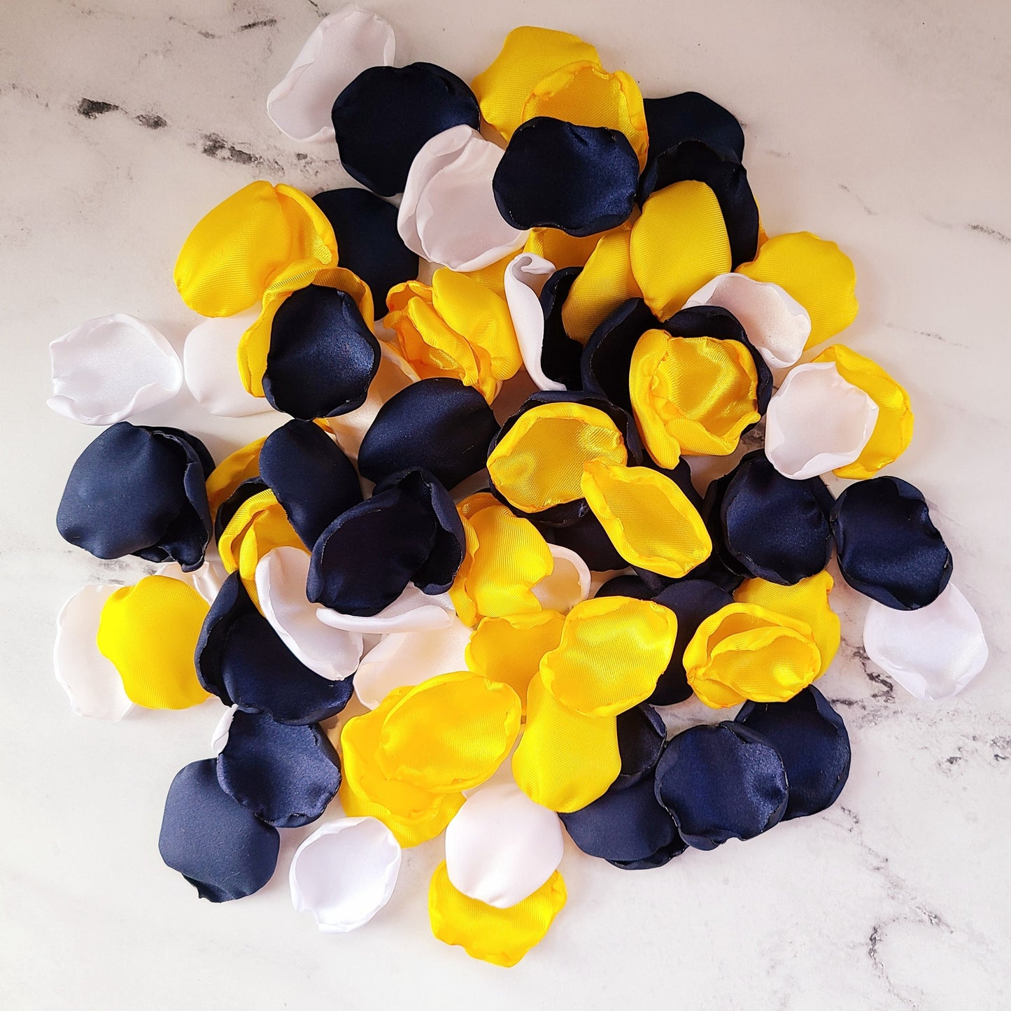 Navy & Sunflower Yellow rose petals for a western wedding aisle decorations, flower girl baskets, engagement backdrop, summer wedding decor