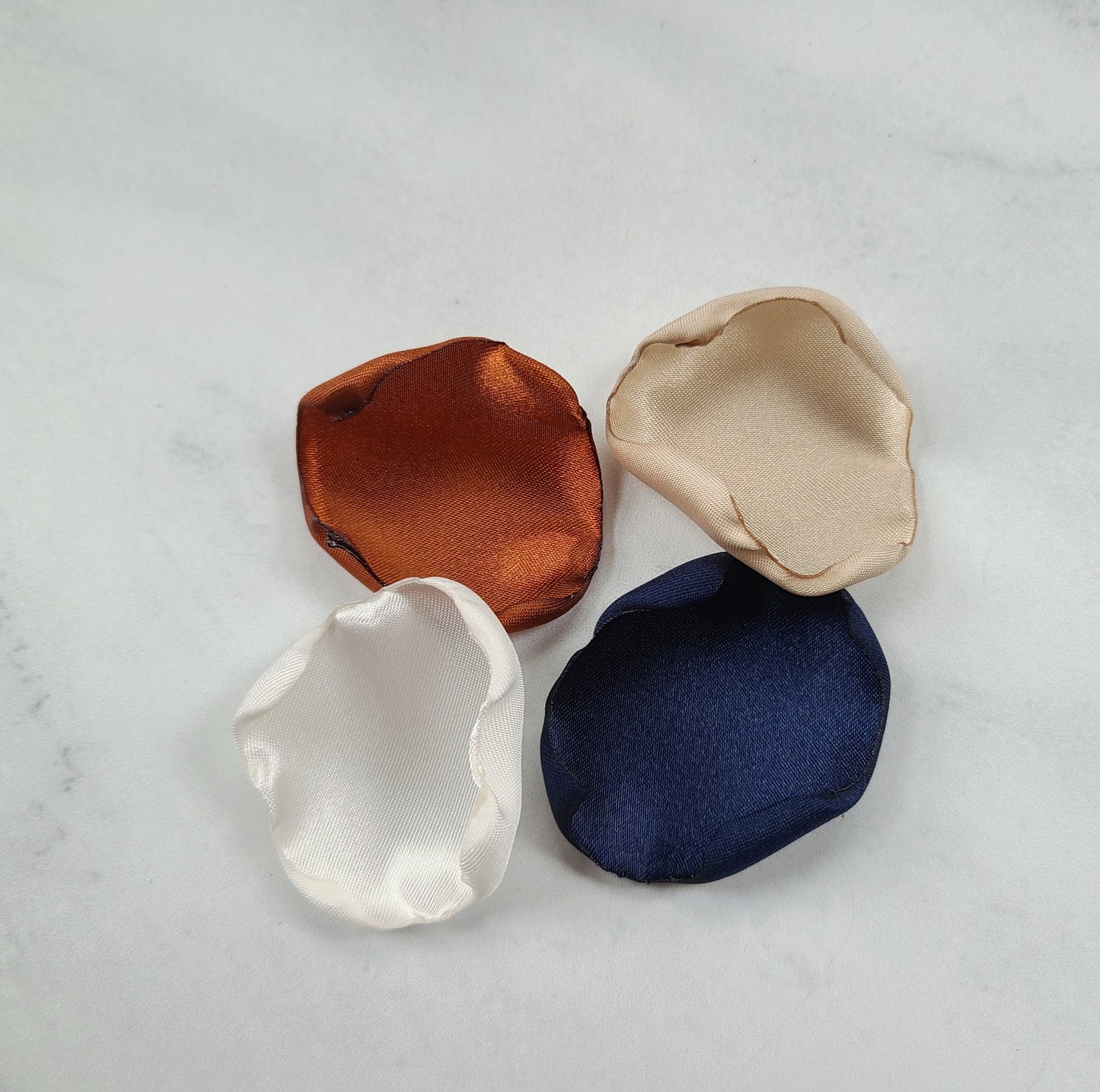 Navy, beige, ivory & terracotta rose petals for fall wedding decor ideas, flower petals for a boho themed wedding aisle, table confetti, flower girl baskets, engagement props