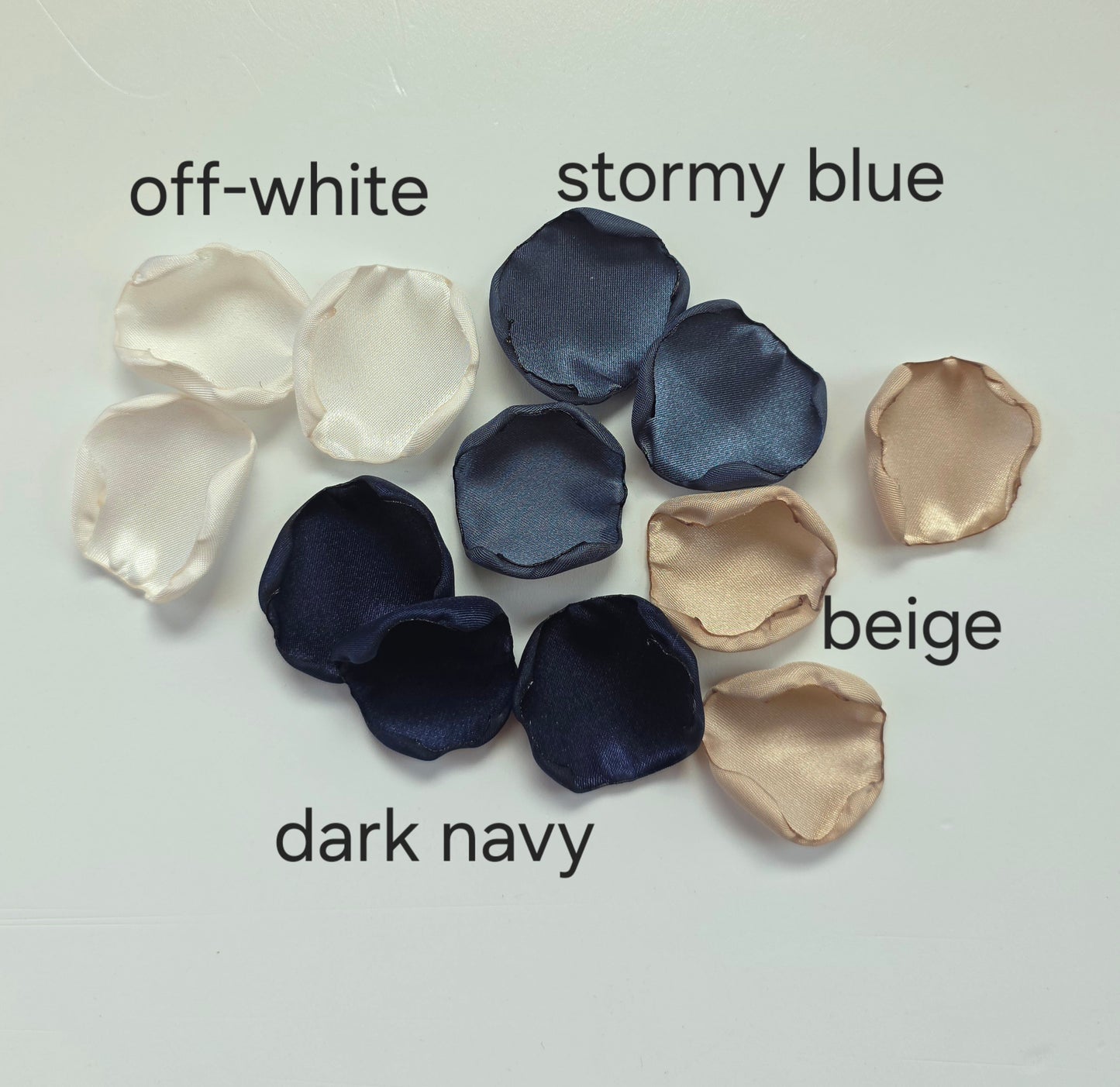 Navy, Stormy Blue, Beige, and Ivory Rose Petals, Fall Wedding Color