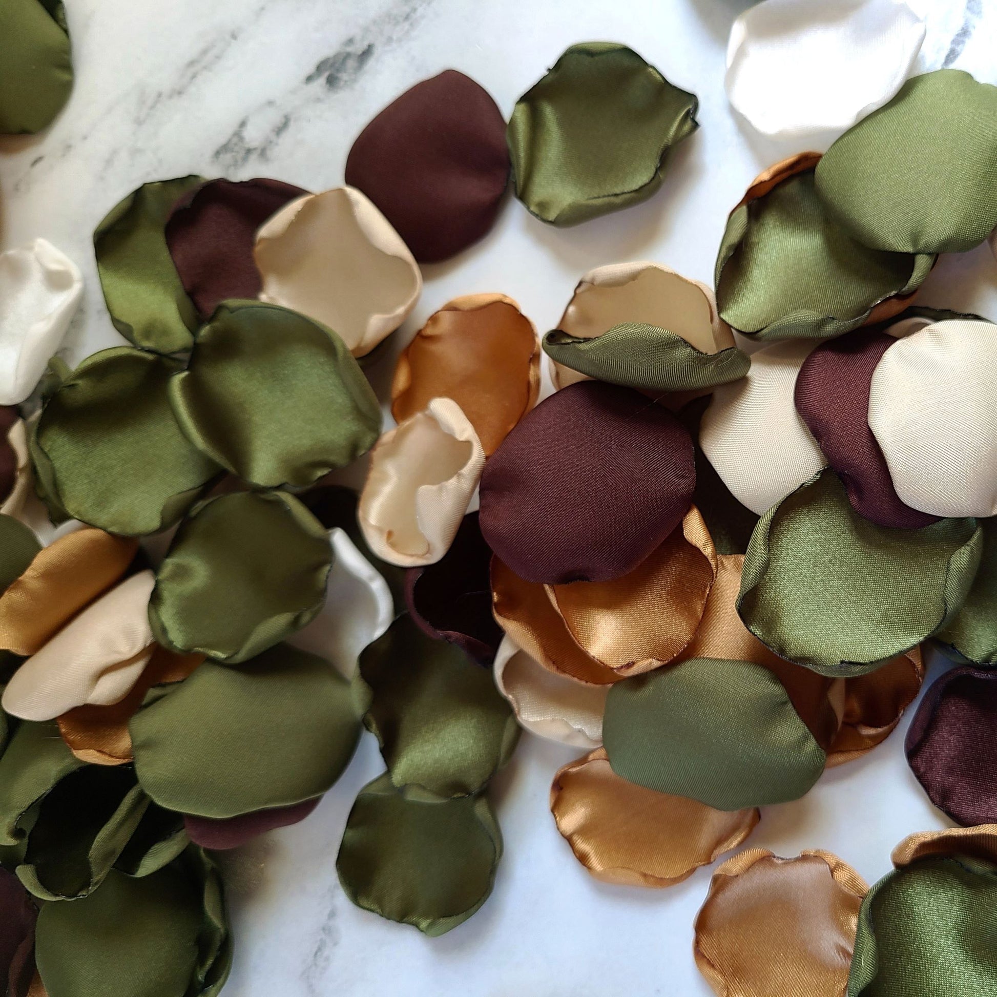 Olive Green, Espresso Brown Ivory, Beige Rose Petals for Fall Wedding Decor, bridal shower decorations, flower girl basket, proposal props