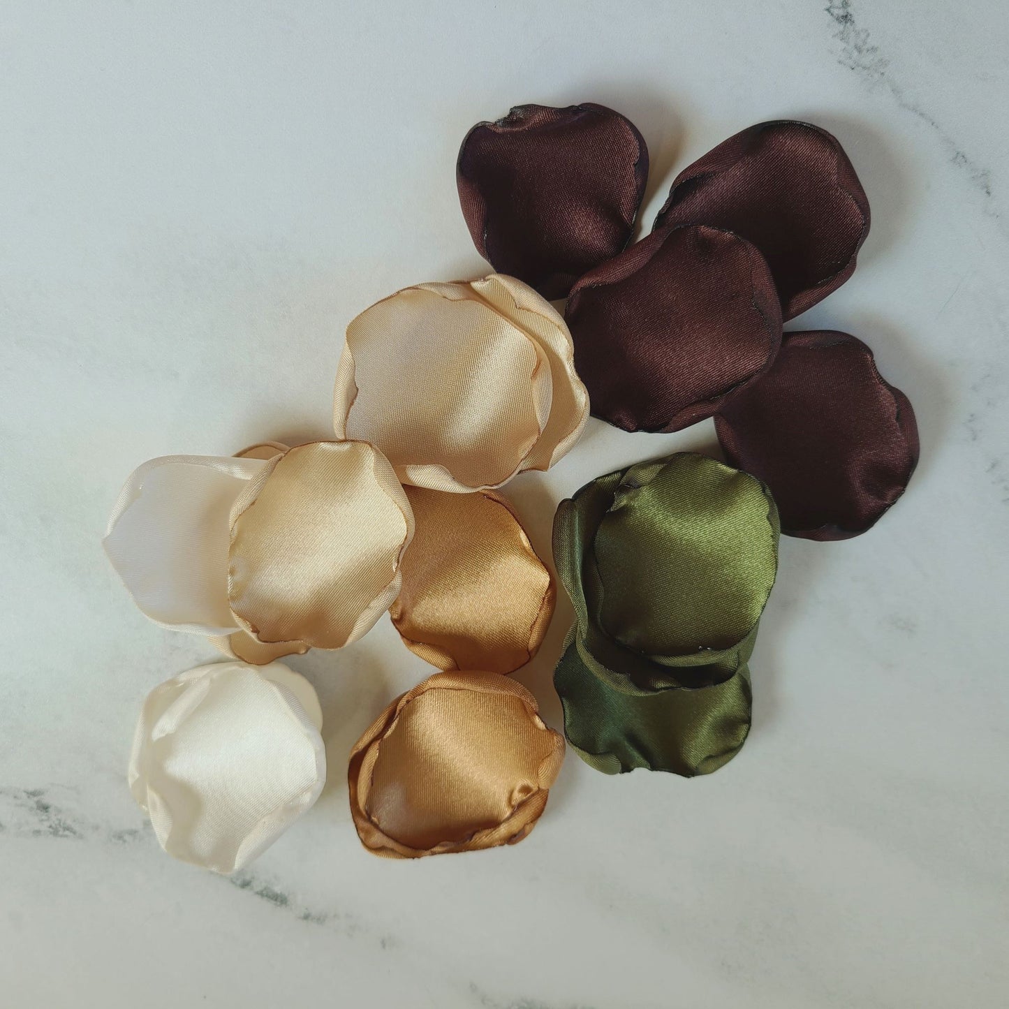 Olive Green, chocolate Brown Ivory, Beige Rose Petals for Fall Wedding aisle Decor, bridesmaids proposal box, flower girl basket, 