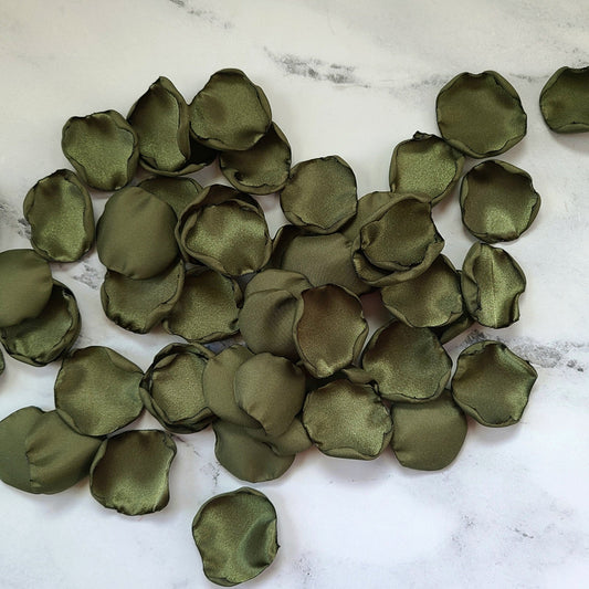 Olive Rose Petals for Fall Wedding Decor Ideas, flower girl basket, table confetti