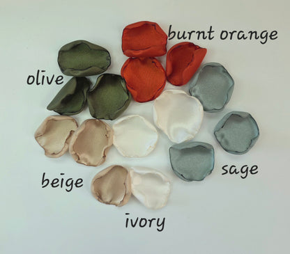 Burnt Orange, Sage, Olive Rose Petals for a fall wedding color scheme. Perfect for flower girl toss, baskets, reception tablescape accents, confetti scatter, photo  backdrop props, aisle decor. Future bride color decor ideas