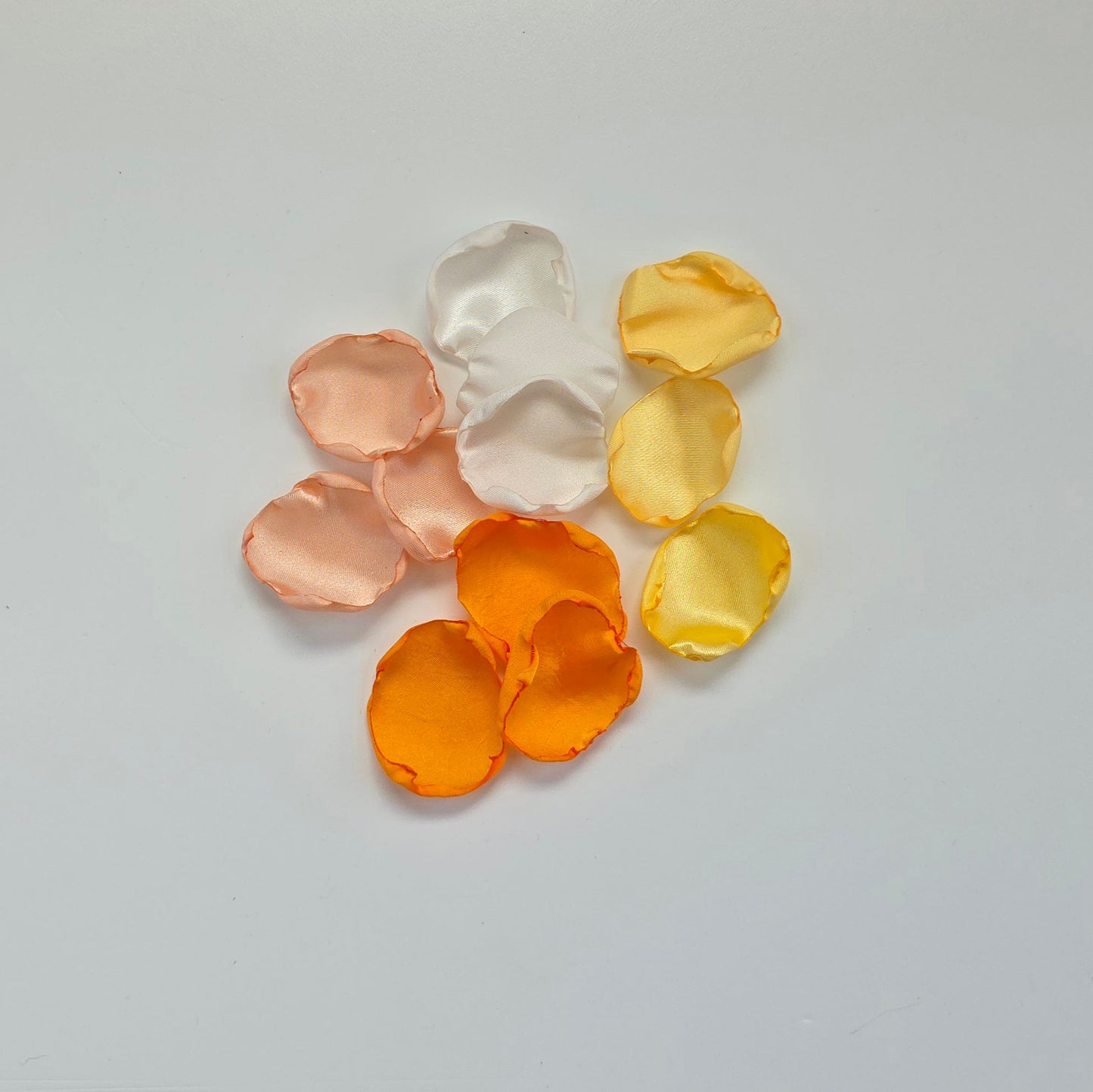 Orange Peach Yellow Ivory rose petals for flower girl petals, wedding aisle decor, whimsical wedding ideas, sunset wedding color scheme, backdrop accents, reception tablescapes 