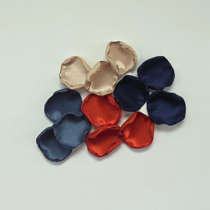 Burnt Orange and Navy blue rose petals for flower girl toss, western wedding aisle decor, fall wedding decorations, Perfect for confetti scatter, reception tablescapes, ceremony backdrop accents. Future bride color palette ideas.