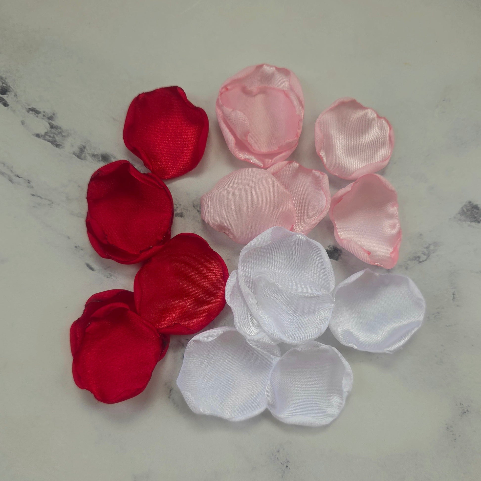 Red, Shades of Pink, White Rose Petals, Flower girl petals for tossing, wedding aisle decor, reception tablescapes ideas, confetti scatter, memory table accents