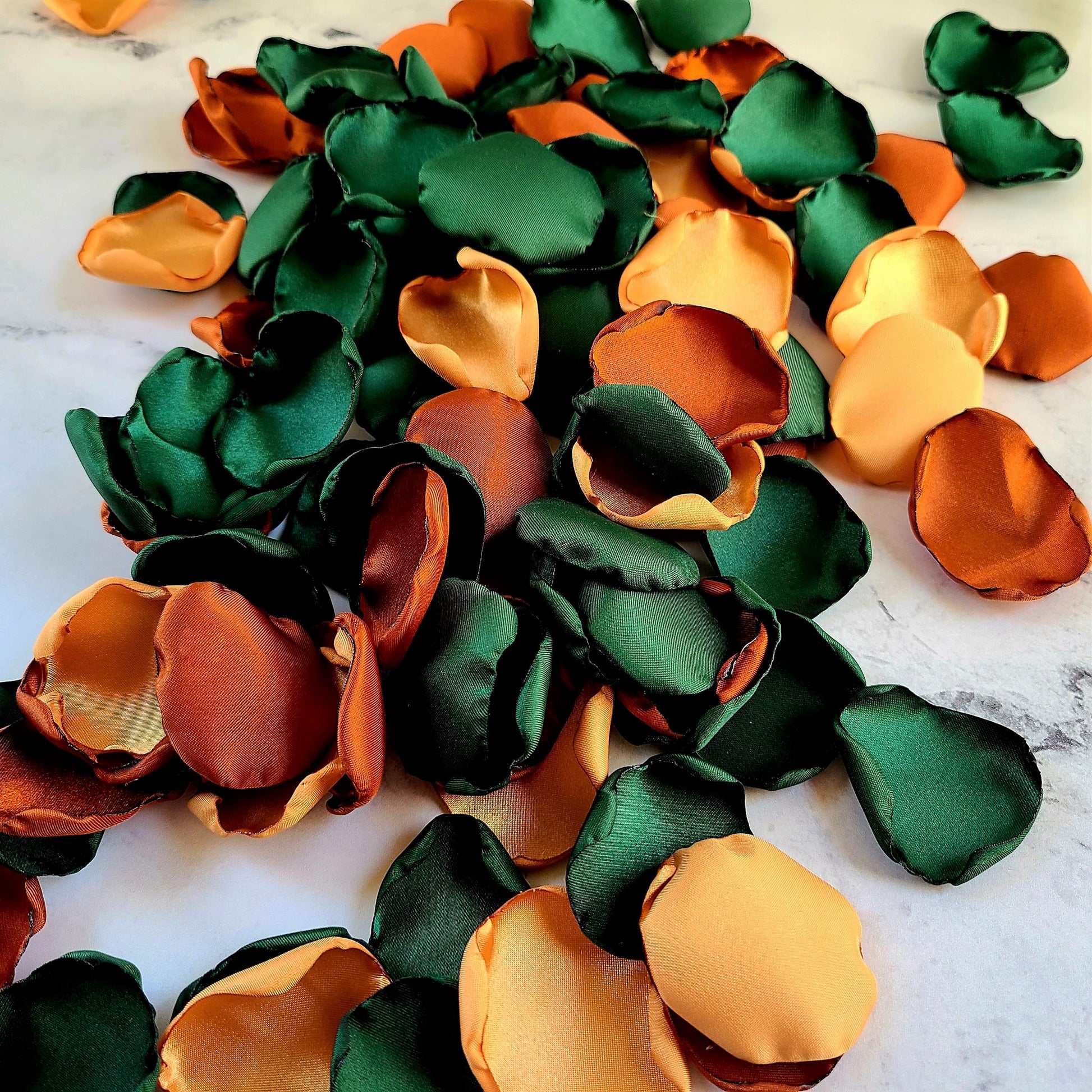 Emerald, Gold and Terracotta Rose Petals for Fall Wedding Decor, Flower Girl Petals, Bridesmaid Box, We Do BBq, proposal props, western wedding aisle decorations, rustic centerpiece petal decor
