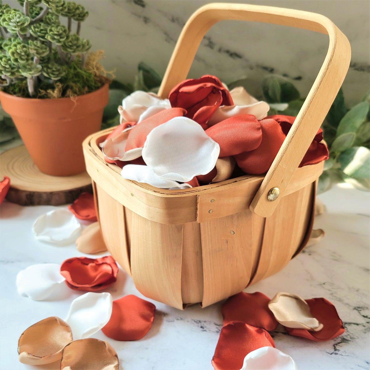 Western Fall Wedding Rose Petals, Rust and Terracotta flower girl petals for basket