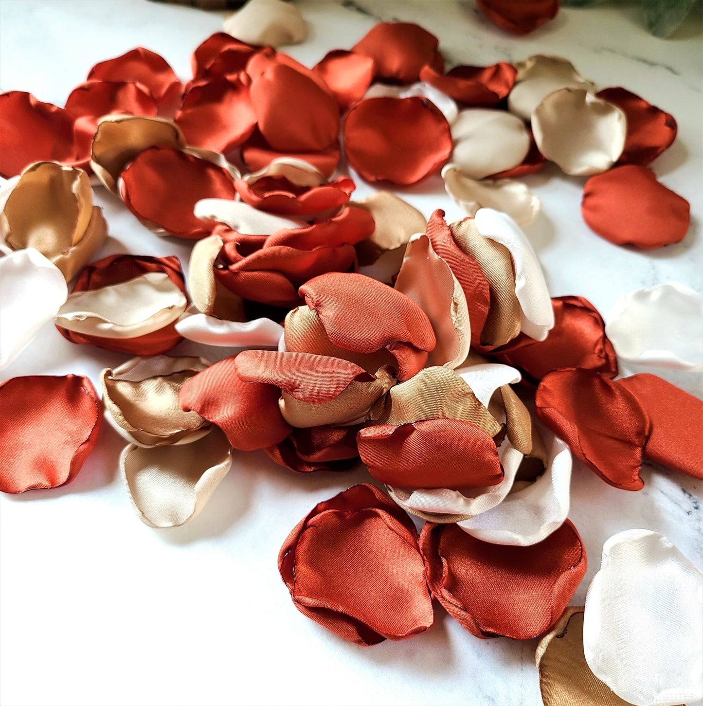 Burnt Orange, Rust Rose Petals for Boho Wedding Decor. Terracotta, Beige, Ivory flower petals