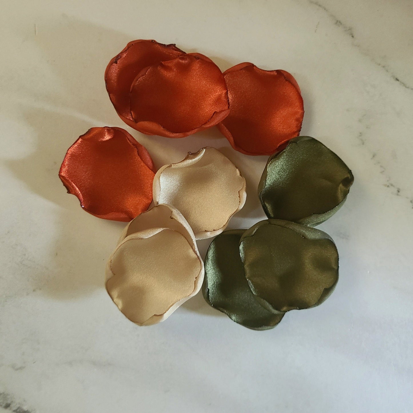 Olive, Rust and Beige Rose Petals for Flower Girl Basket, proposal props, Fall wedding aisle decorations