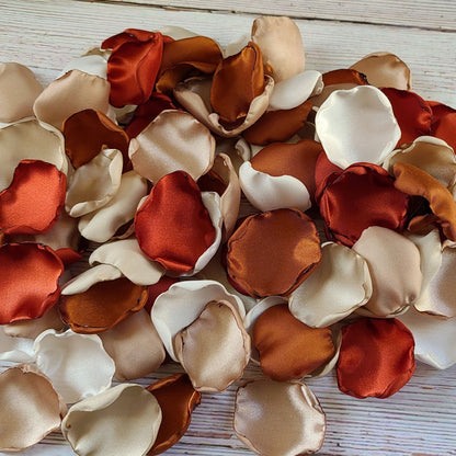 Rust Terracotta Rose Petals for boho Wedding decor, western fall wedding ideas, table confetti scatter, flower girl petals