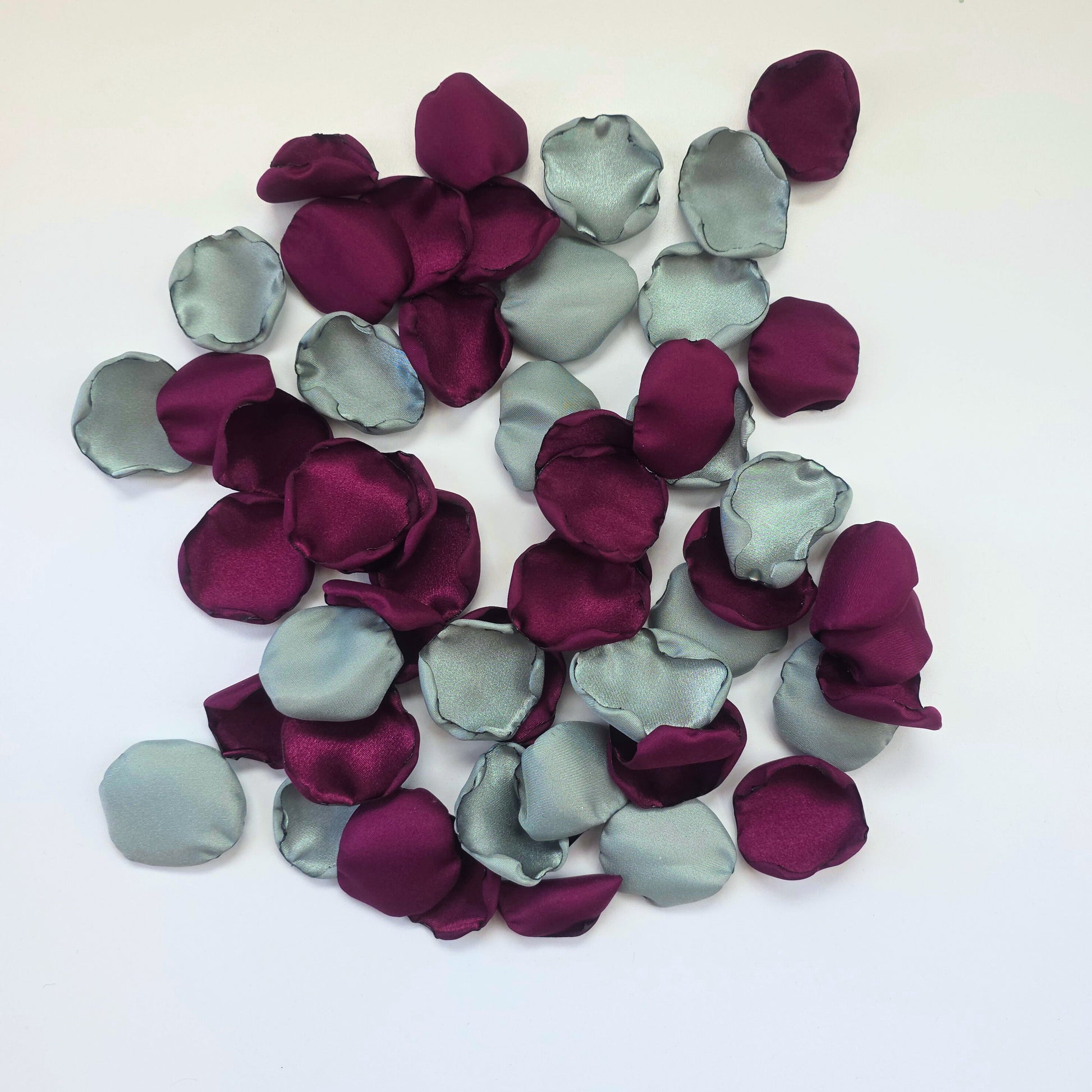 Mulberry Plum, Sage rose petals on tabletop. Used for flower girl toss or basket. Perfect for wedding aisle decor, confetti scatter, reception tablescapes accents, fall wedding decor, engagement photo props, ceremony backdrop accents. future bride color ideas