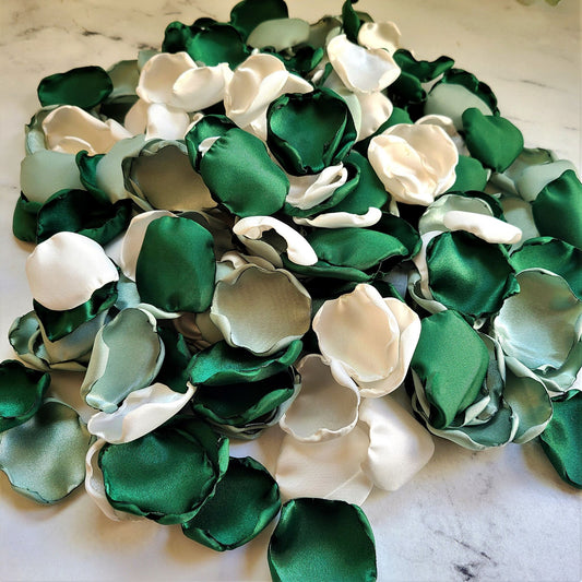 Emerald, Sage Green Rose Petals for Fall Wedding Decor