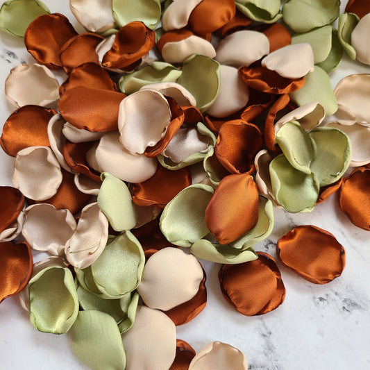 Sage, Beige & Terracotta Rose Petals, Marriage Proposal Props, flower Girl petals for fall wedding decor, boho wedding table centerpiece decor, Western wedding ideas