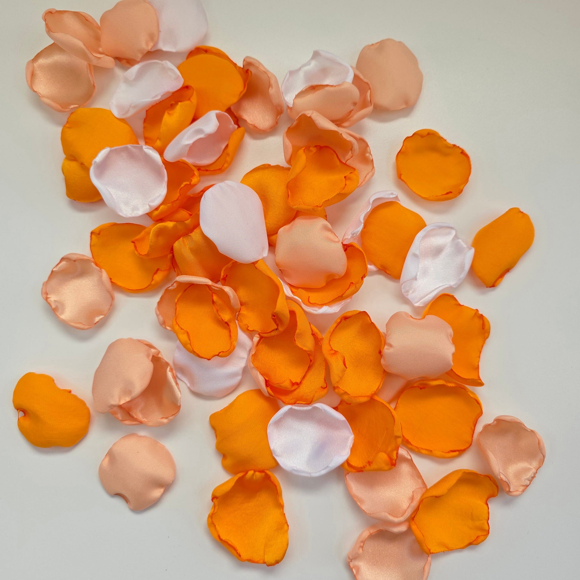 Orange Peach Yellow Ivory rose petals for flower girl petals, wedding aisle decor, whimsical wedding ideas, sunset wedding color scheme, backdrop accents, reception tablescapes 