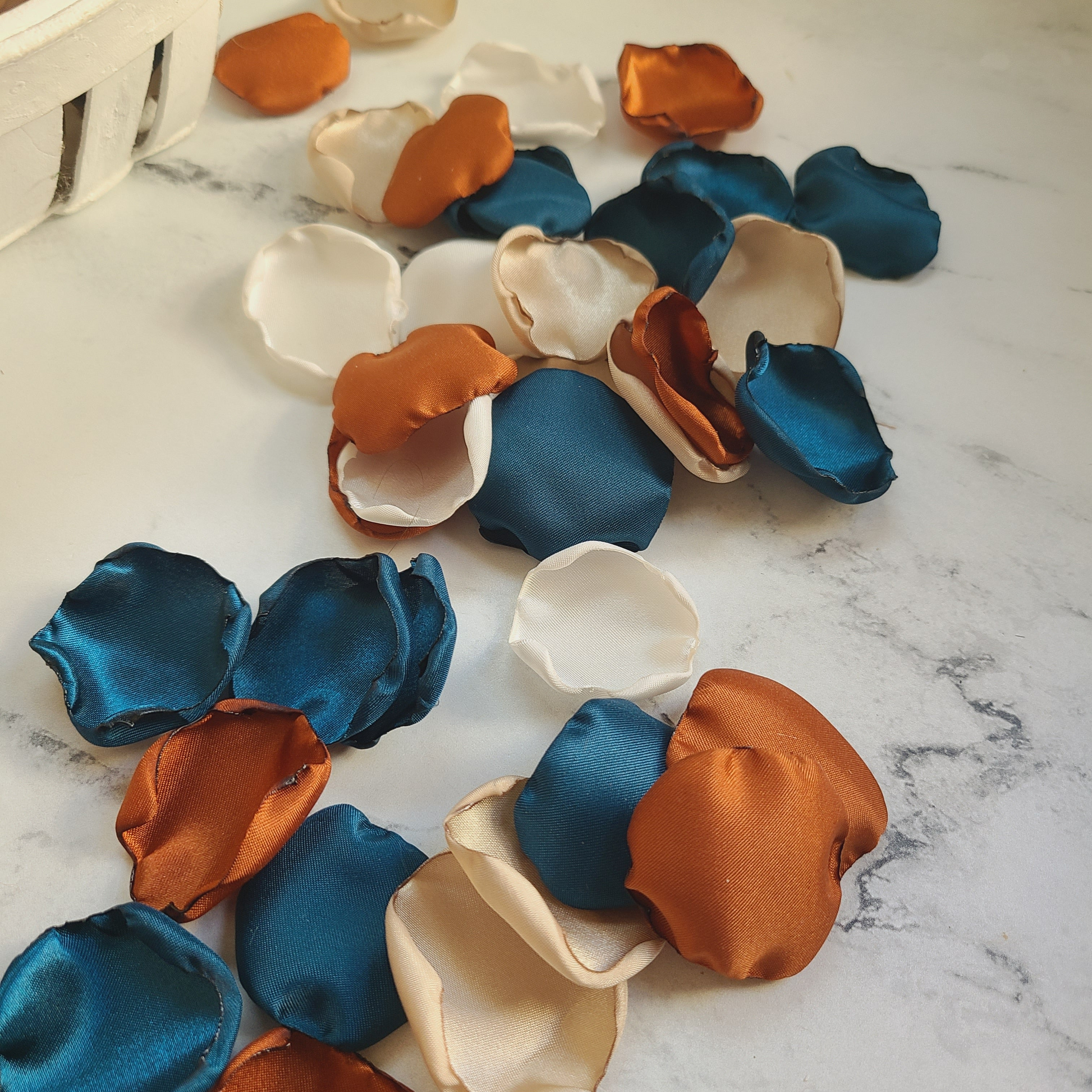 Teal, Beige, Ivory Terracotta Rose Petals for Wedding Aisle Decor or Flower Girl Proposal Box