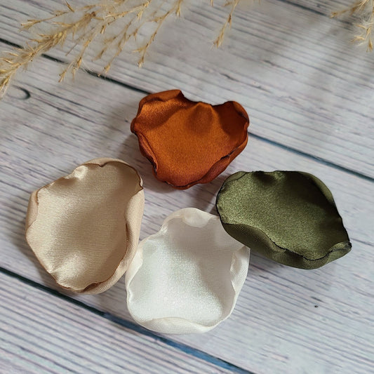 Olive green, terracotta, burnt orange, ivory and beige rose petals for flower girl basket. fall wedding aisle decor, alter backdrop, confetti scatter