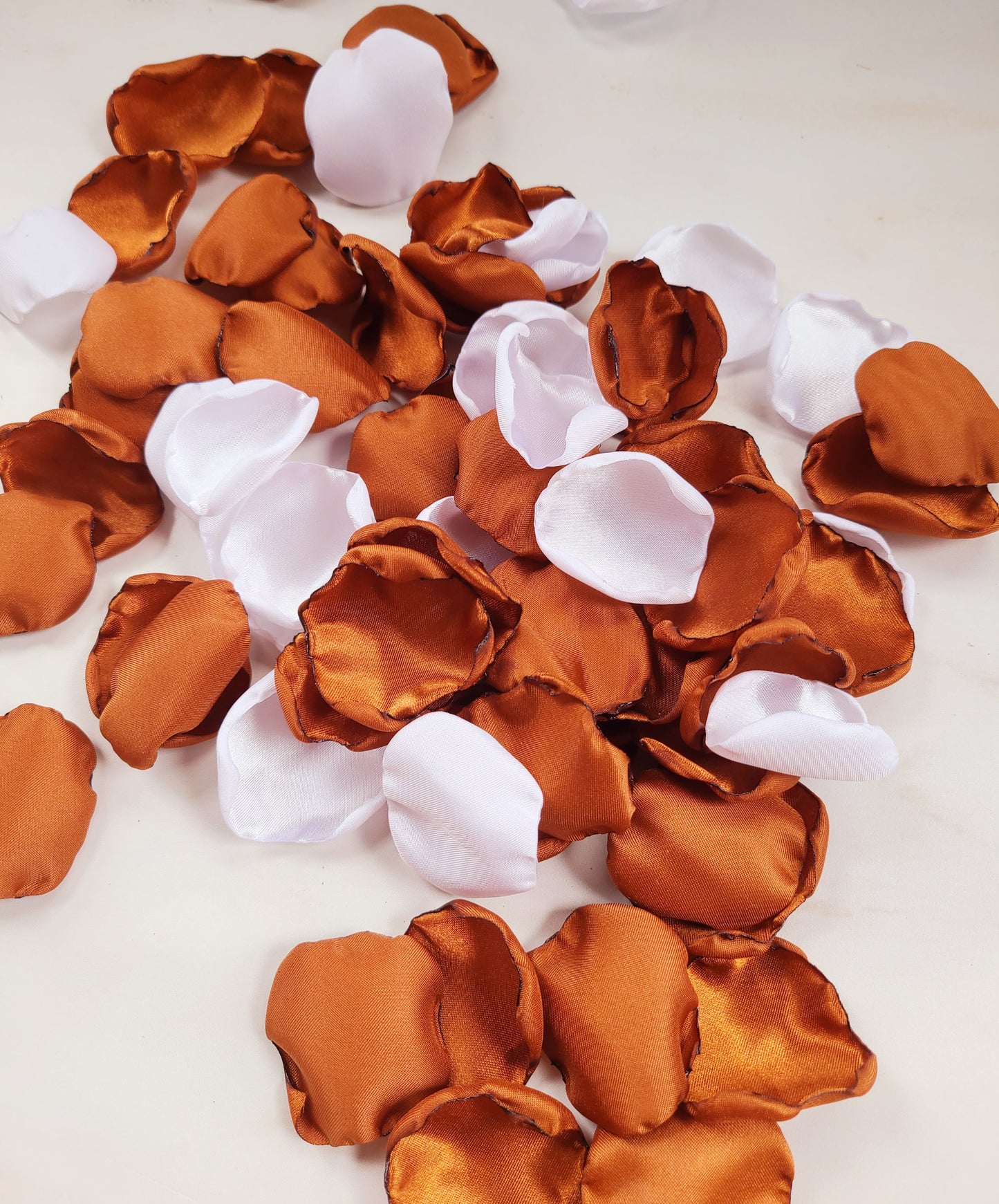 Burnt orange, terracotta and white rose petals for fall wedding aisle decor, western , boho bridal shower decor, table confetti scatter