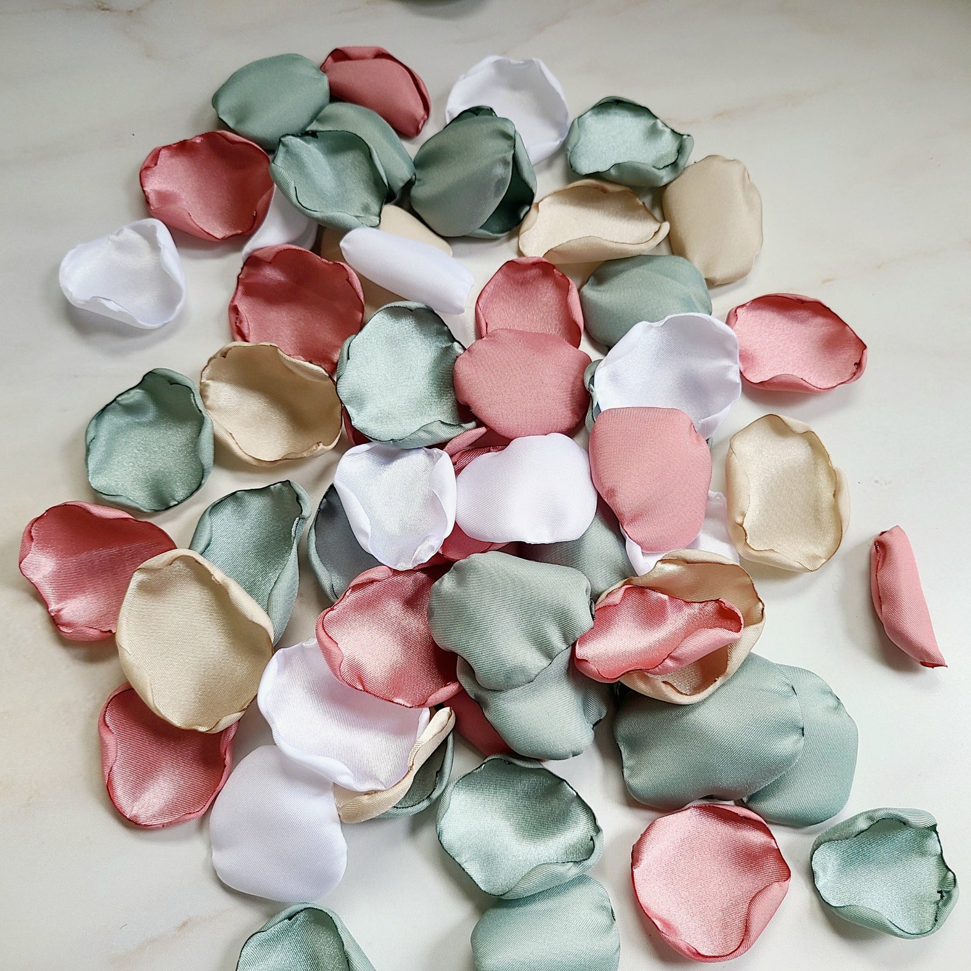 White. Beige, Dusty Sage, Dusty Pink Mauve Rose Petals for wedding aisle decor ideas, flower girl petals, table confetti, engagement backdrop props