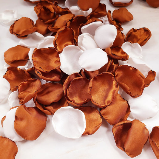 White & Rust Rose Petals for Western Wedding Ideas for flower girl basket, aisle decorations