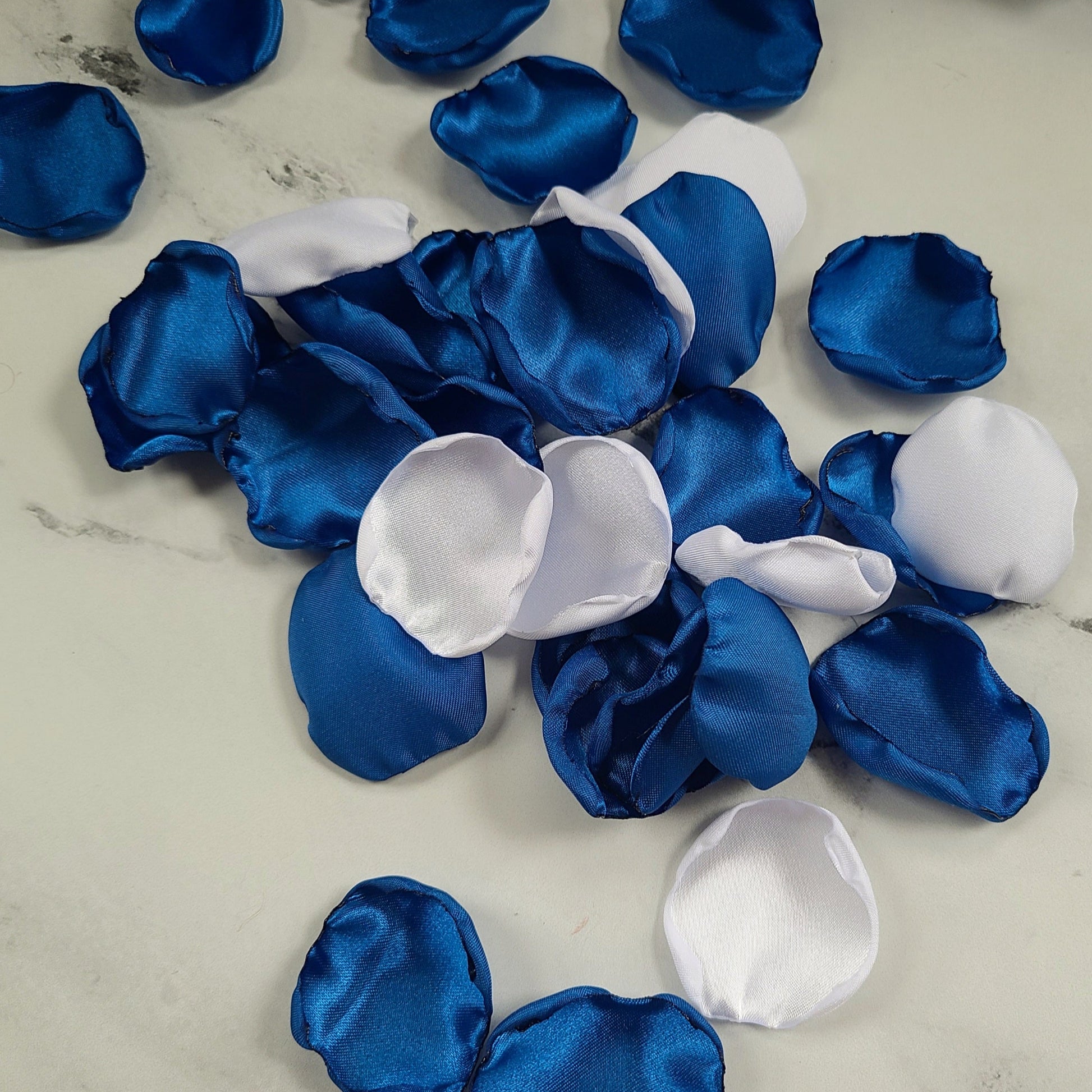 White, Royal, Colbalt Blue Rose Petals, Custom Wedding Aisle Decor, flower Girl Petals, table confetti