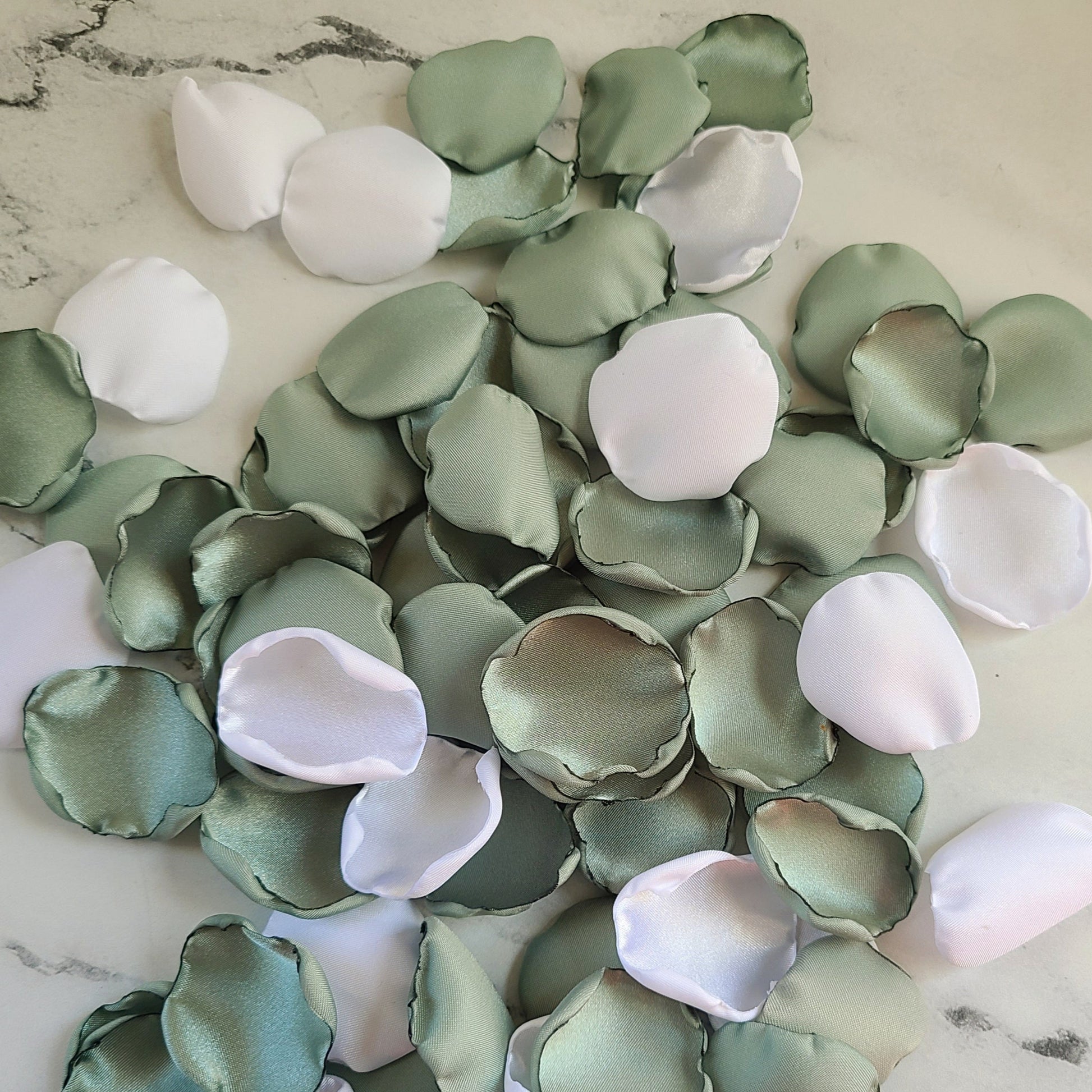 White, Sage Rose Petals for Flower Girl Proposal Box, baskets, wedding aisle decorations ideas