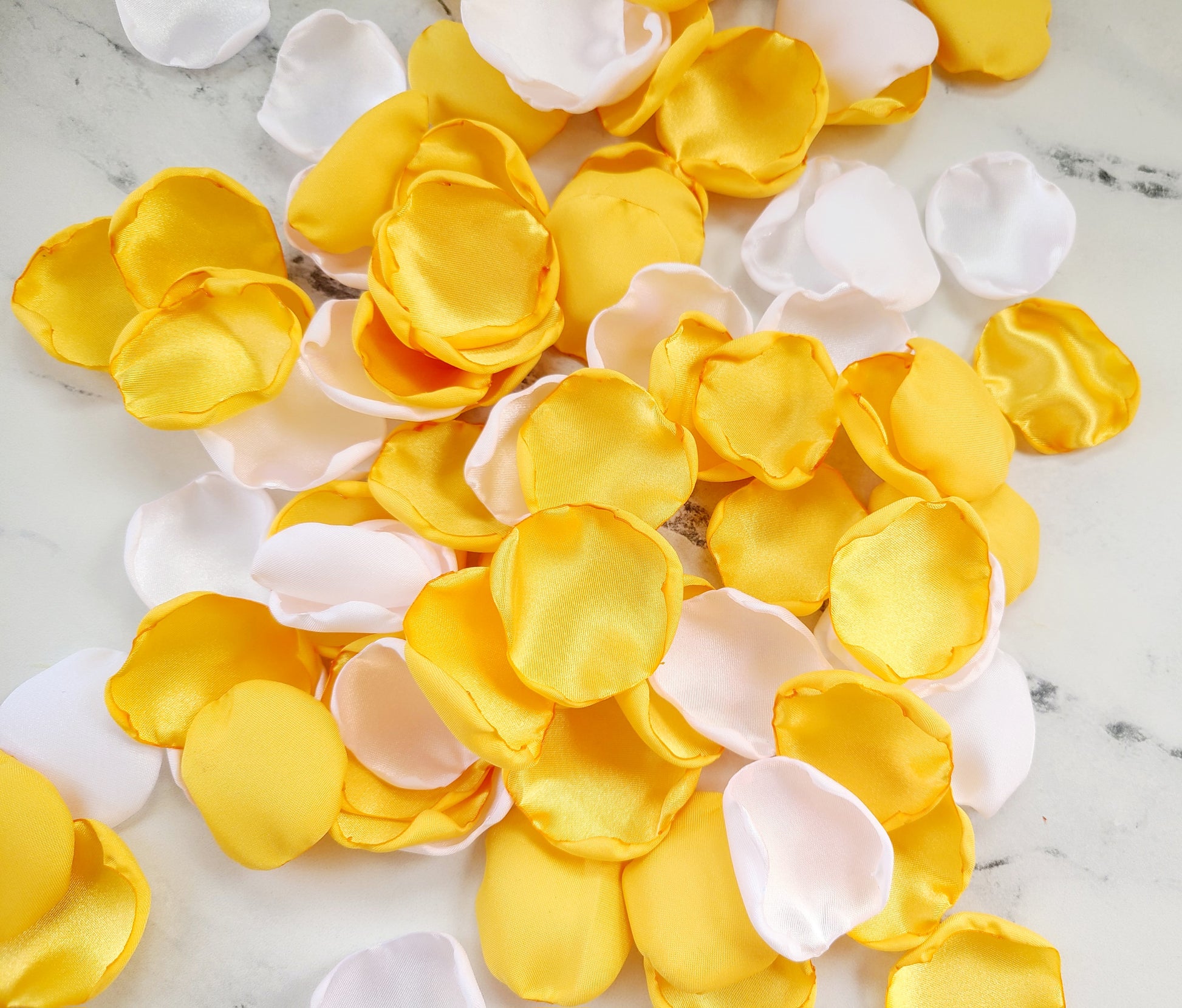 White & Sunflower Rose Petals for Table Confetti, Fall Wedding Ideas, flower girl baskets
