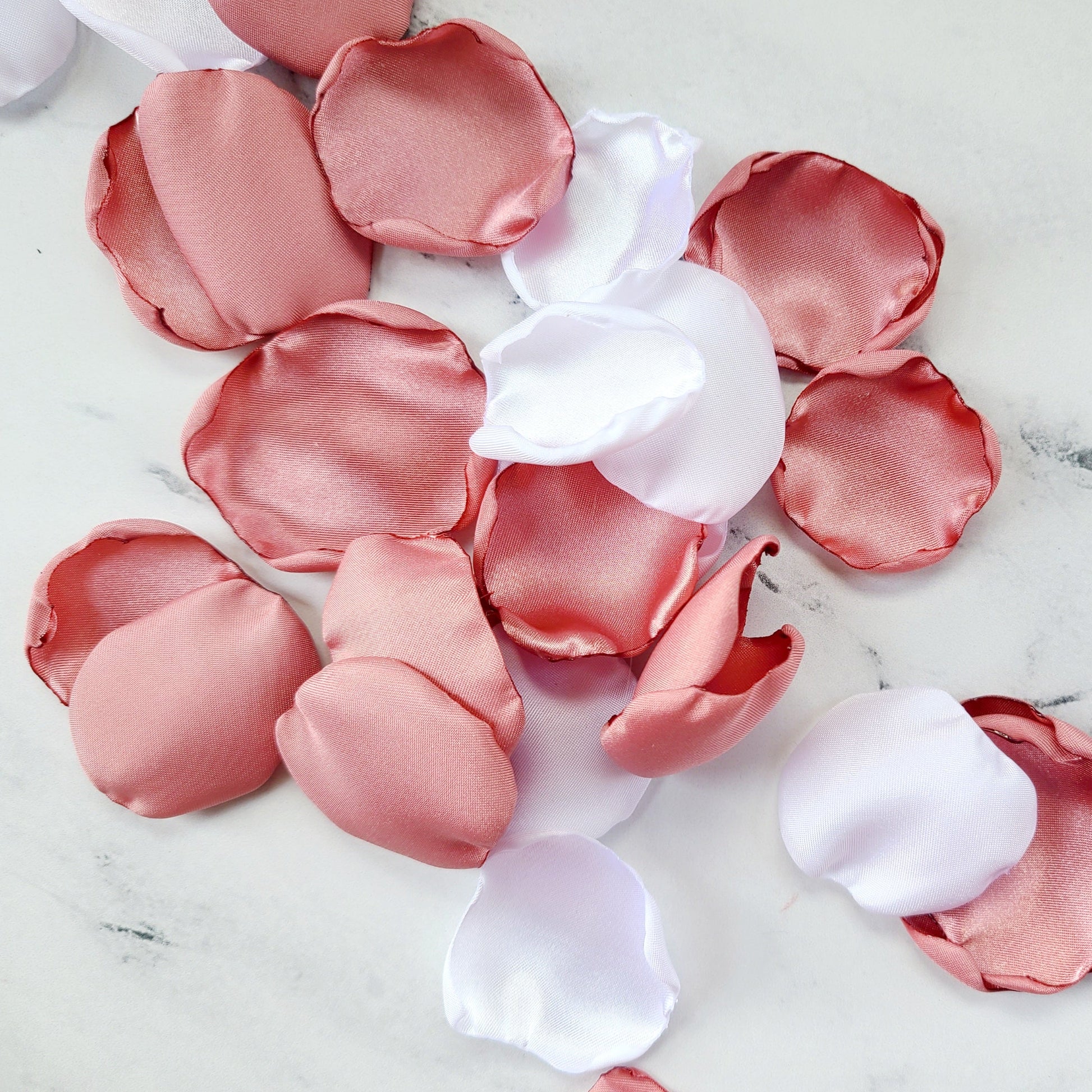 White and Dusty Pink Rose Petals for Boho Wedding Aisle Decor, 