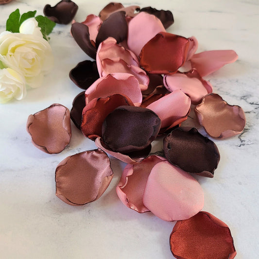 Cinnamon, Dusty Rose, Mauve Rose Petals. Fall Wedding Decor, bridesmaid box, wedding aisle decor, flower girl petals, glamorous wedding, table confetti
