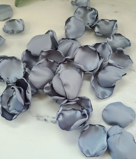 Dusty blue rose petals for wedding aisle decor, flower girl petals, table confetti scatter, western boho inspired wedding ideas