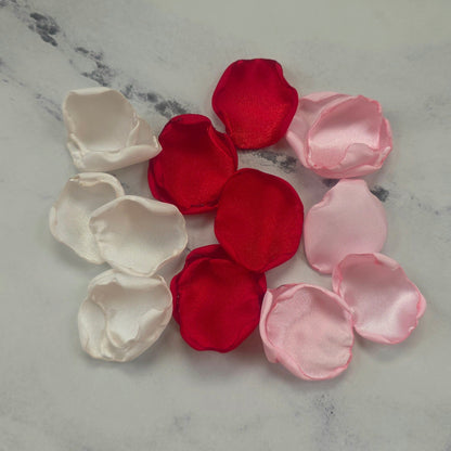 Red, ivory and Pink rose petals for flower girl tossing, wedding aisle decor, confetti scatter, memory table accents, reception tablescapes decoration ideas, backdrop photo props, proposal ideas, valentine date night, wedding decor inspo